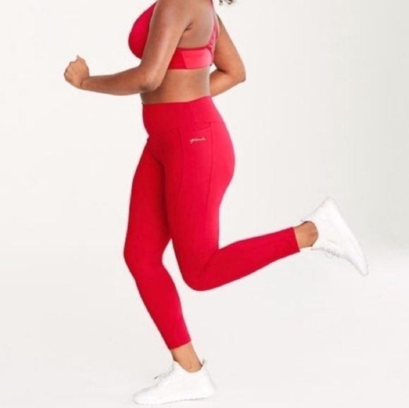 New Victoria's Secret PINK Ultimate V Leggings Red Leggings Size Large Tights - Picture 2 of 8